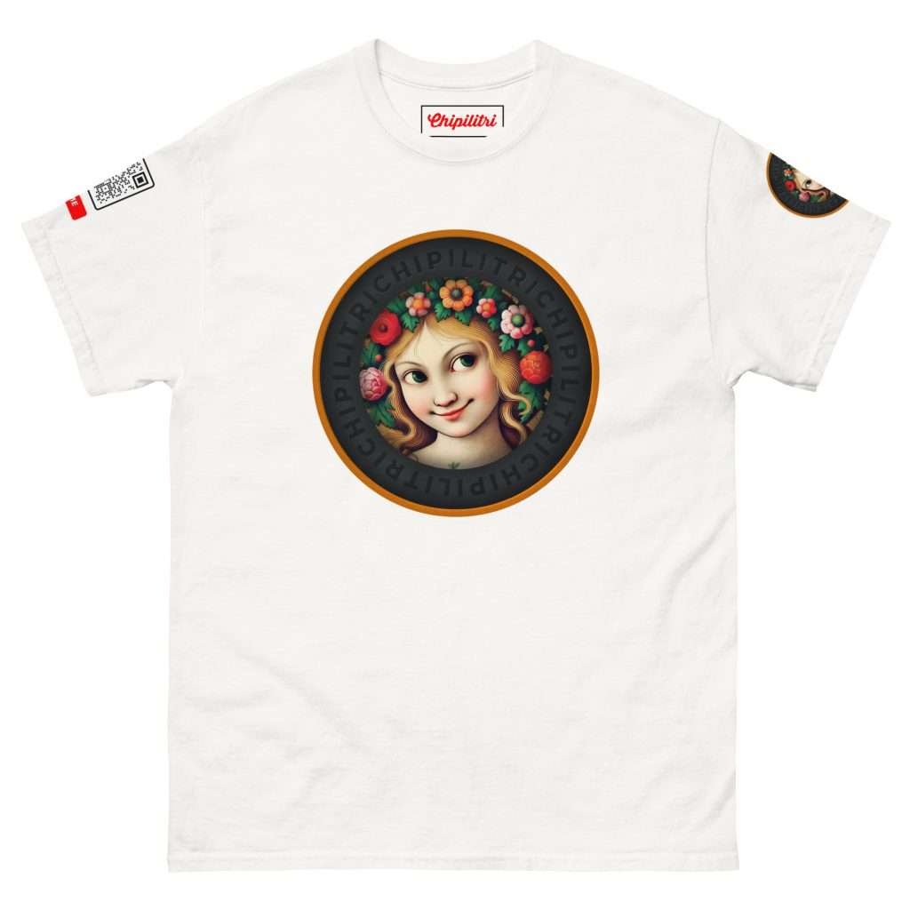 La Mirada que transforma. Camiseta musical unisex en color blanco. Diseño @Chipilitri.