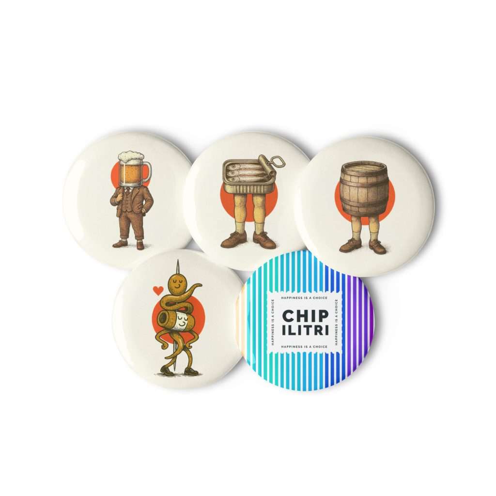 Set de chapas TABEERNA Chipilitri con personajes gastronómicos ilustrados