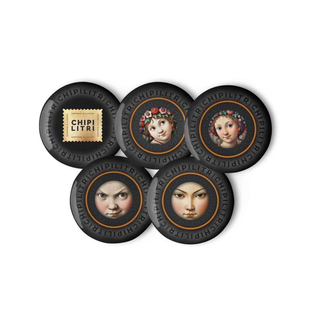 Set de chapas ATRAVIESA Chipilitri con cinco diseños emocionales