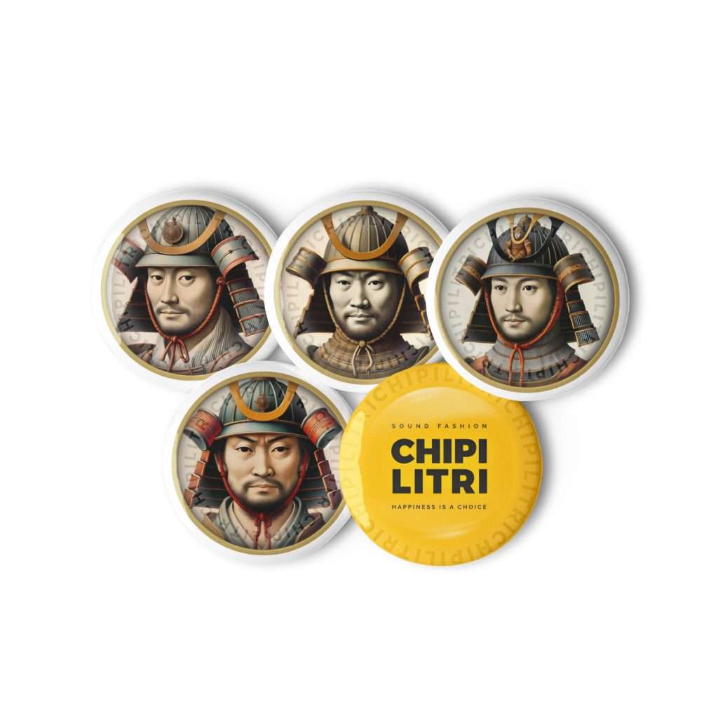 Retratos de guerreros japoneses con estética editorial de la colección ORIE Chipilitri.